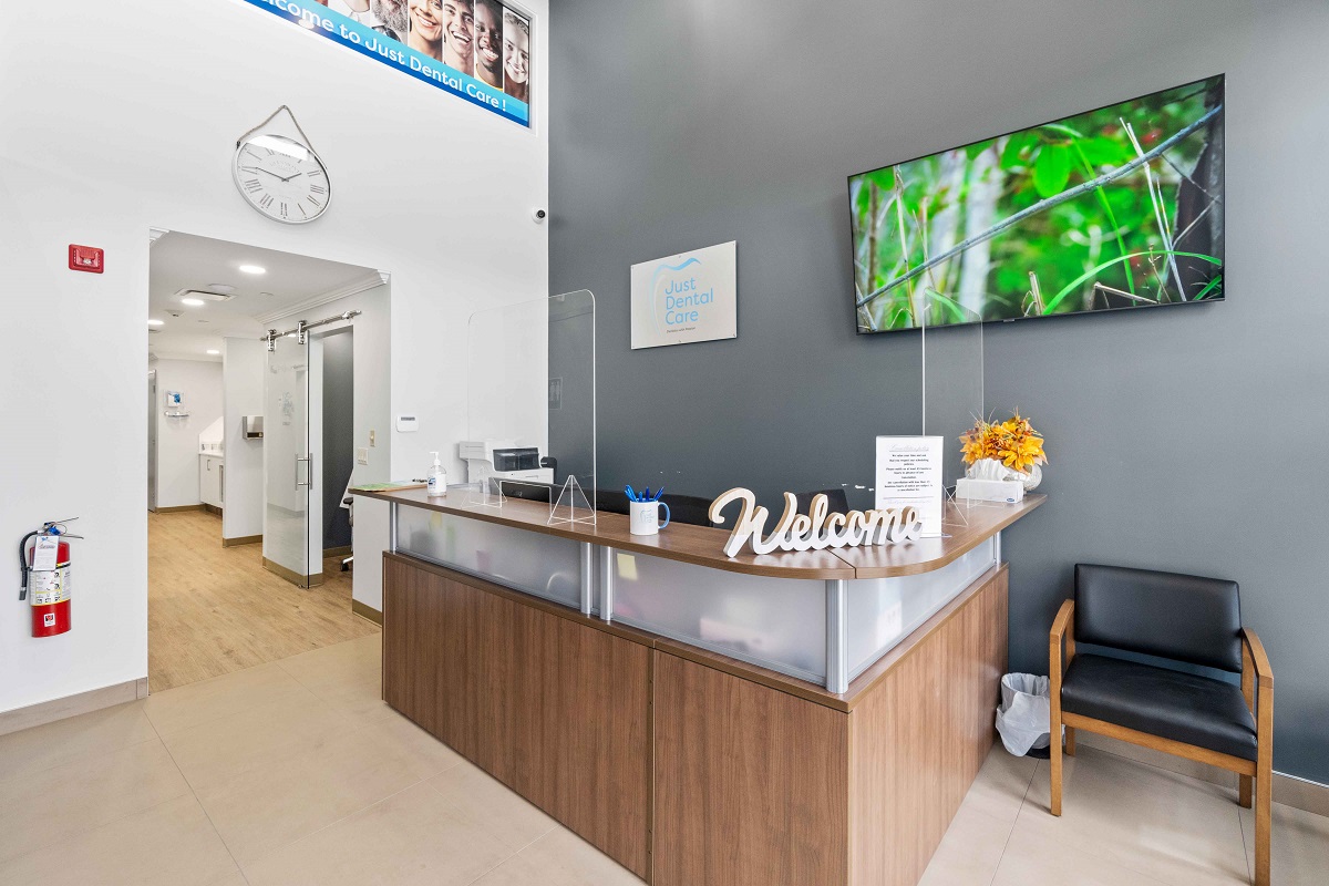 Reception area of Just Dental Care clinic